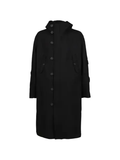 Yohji Yamamoto hooded military coat - Black