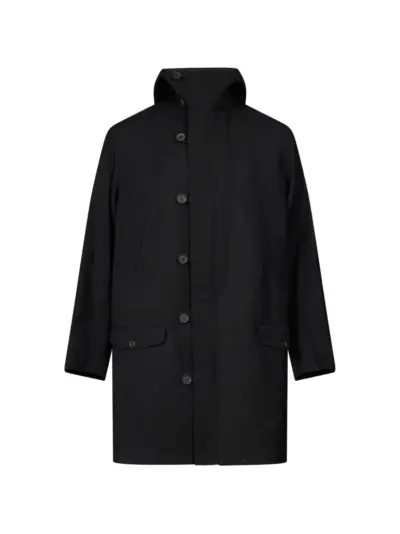 Yohji Yamamoto hooded single-breasted coat - Black