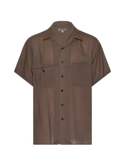 Yohji Yamamoto short-sleeve camp-collar shirt - Brown
