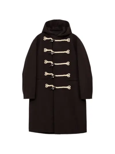 Yohji Yamamoto toggle-fastening hooded coat - Brown
