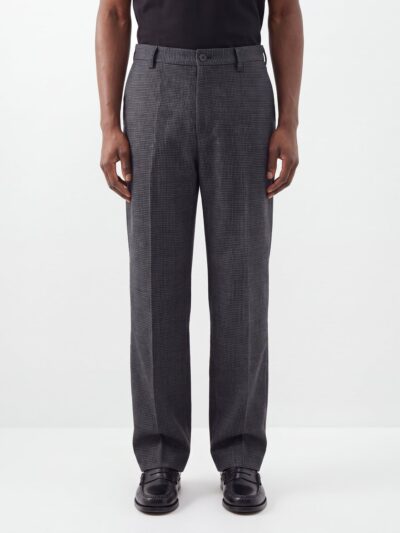 ZIGGY CHEN Wide-Leg Check Virgin Wool Trousers