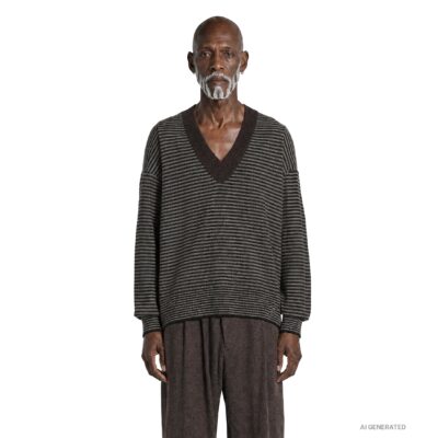 Ziggy Chen Cropped V-Neck Sweater