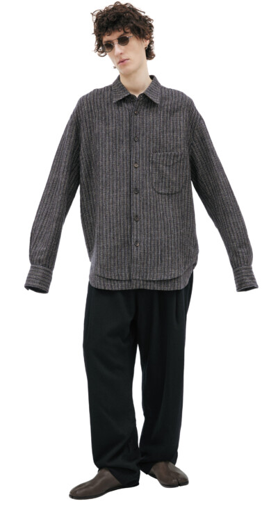 Ziggy Chen Graphite wool & linen shirt