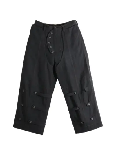 Ziggy Chen Pilot button-detailed wide-leg trousers - Black