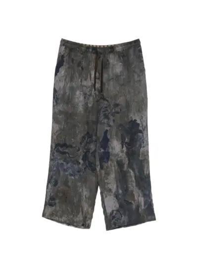 Ziggy Chen abstract-print silk trousers - Grey