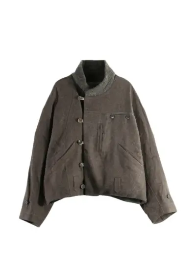 Ziggy Chen asymmetric-front shawl-collar jacket - Brown