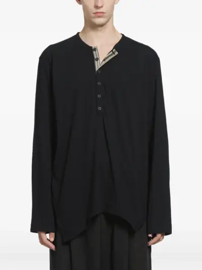 Ziggy Chen asymmetric henley top - Black