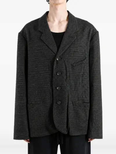 Ziggy Chen check-pattern notched-lapel jacket - Grey