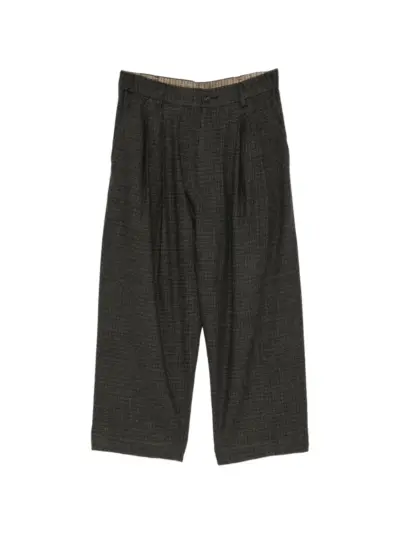 Ziggy Chen checked pleated trousers - Grey