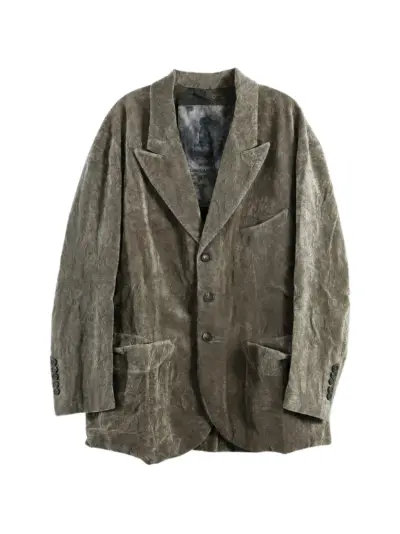 Ziggy Chen crushed-velvet blazer - Grey