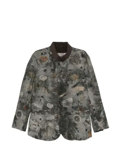 Ziggy Chen digital-print stand-collar blazer - Grey