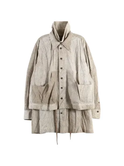 Ziggy Chen grid-pattern layered coat - Neutrals