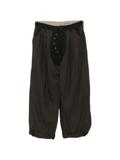 Ziggy Chen herringbone-pattern panelled trousers - Black