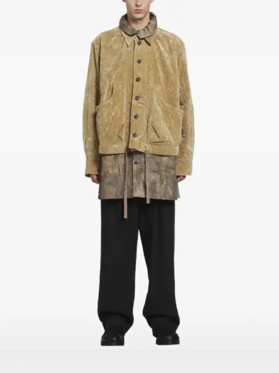 Ziggy Chen layered velvet jacket - Neutrals