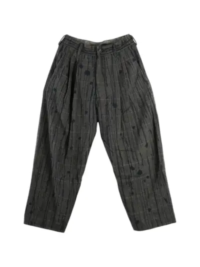 Ziggy Chen paint-splatter pleated trousers - Grey