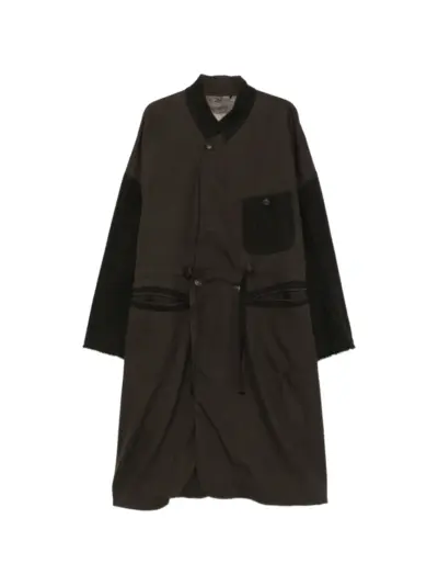 Ziggy Chen panelled drawstring-waist coat - Brown