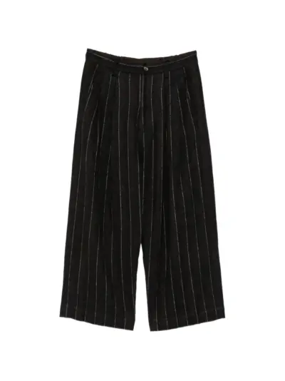 Ziggy Chen pinstripe-pattern pleated trousers - Brown
