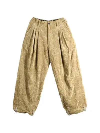 Ziggy Chen pleated crushed-effect wide-leg trousers - Yellow
