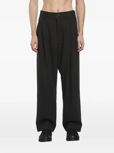 Ziggy Chen pleated drop-crotch trousers - Brown