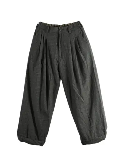 Ziggy Chen pleated micro-check trousers - Grey