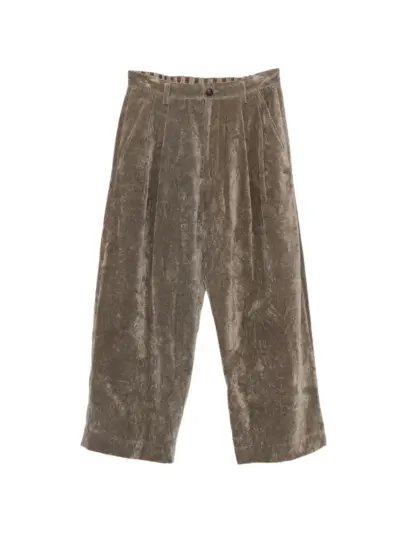 Ziggy Chen pleated velvet trousers - Green