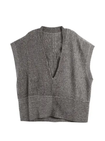 Ziggy Chen ribbed-knit V-neck sleeveless sweater - Grey