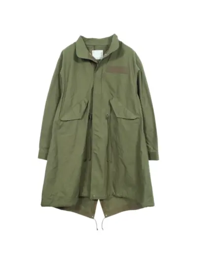 sacai 2010s drawstring fishtail coat - Green