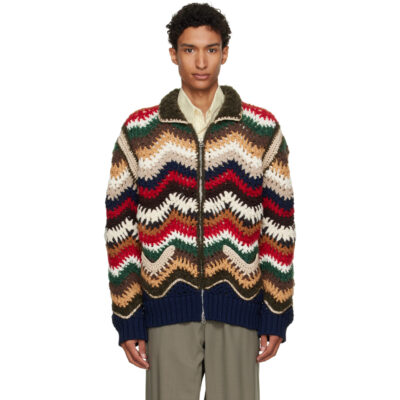 sacai Multicolor Mix Crochet Knit Blouson Jacket
