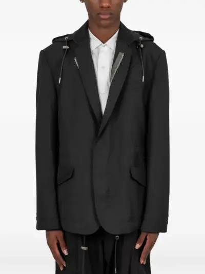 sacai hooded twill blazer - Black