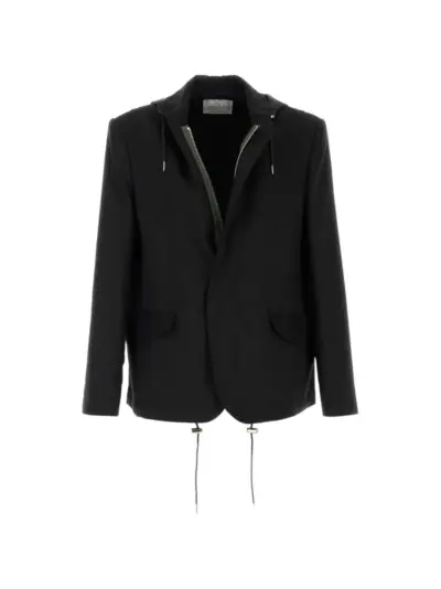 sacai hooded twill jacket - Black