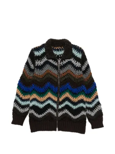 sacai panelled wool-blend coat - Brown